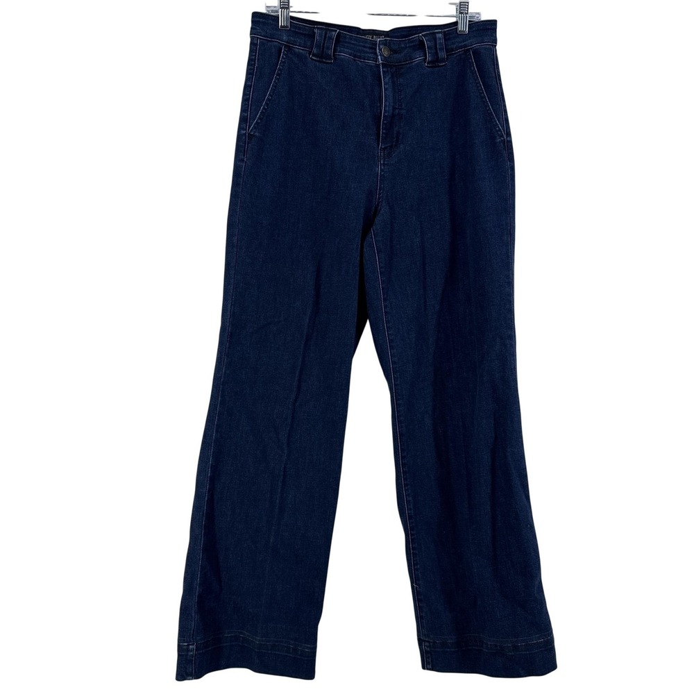 Judy Blue Jeans Womens 11/30 Blue Dark Wash Wide Leg Stretch Denim 30x30
